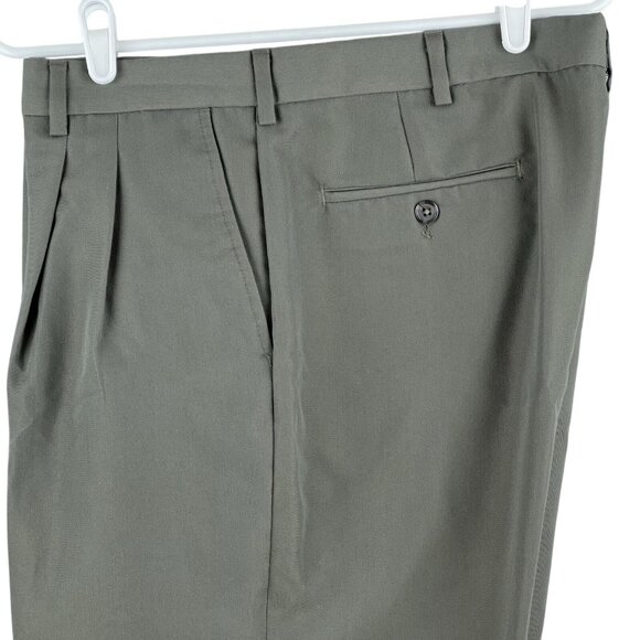 Geoffrey Beene Men's Green Pants Size 38x30 Pleated Front Cuffed Hem Mid Rise - Picture 4 of 11